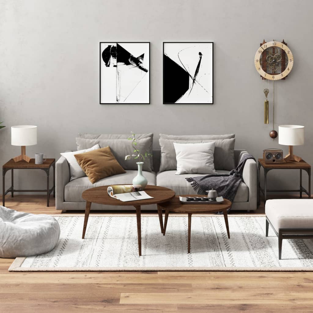 Sivupöydät 2kpl ruskea tammi 40x40x35 cm tekninen puu - Sisustajankoti.fi