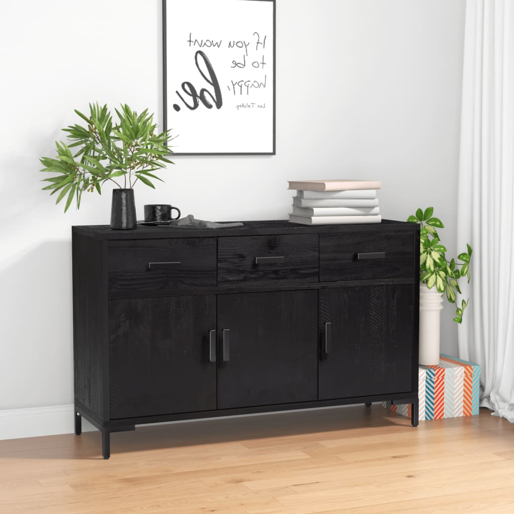 Senkki musta 110x35x70 cm täysi mänty - Sisustajankoti.fi