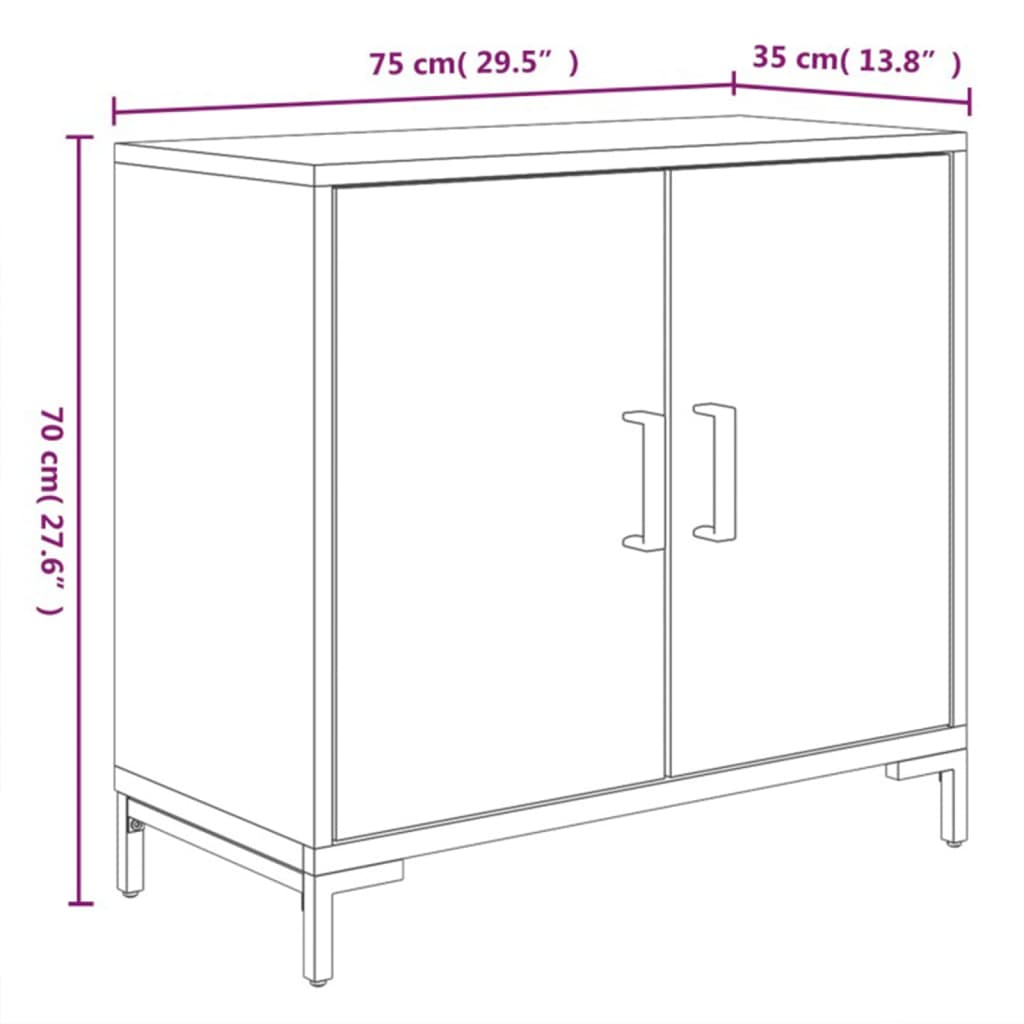 Senkki musta 75x35x70 cm täysi mänty - Sisustajankoti.fi