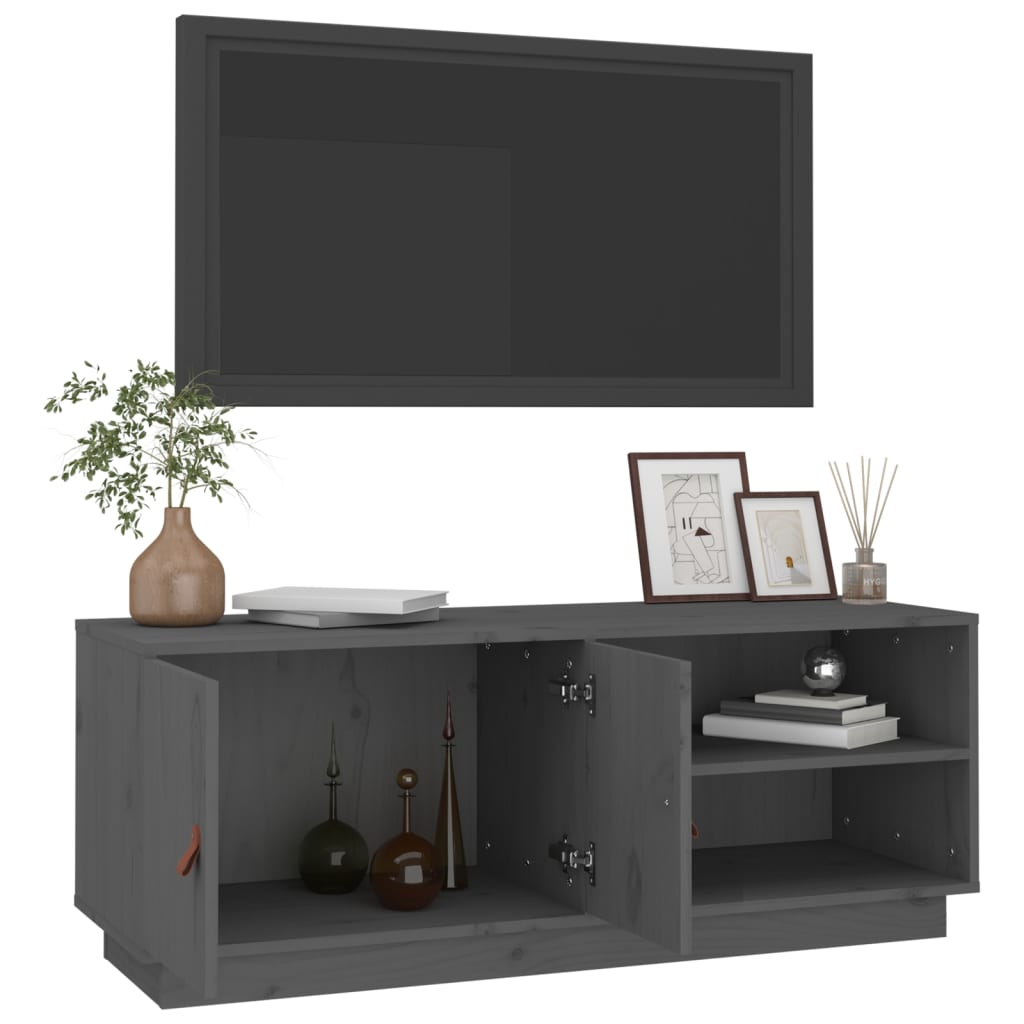 TV-taso harmaa 105x34x40 cm täysi mänty - Sisustajankoti.fi