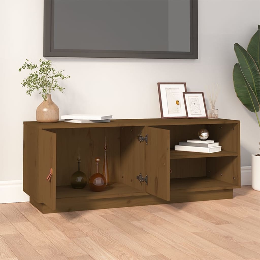 TV-taso hunajanruskea 105x34x40 cm täysi mänty - Sisustajankoti.fi