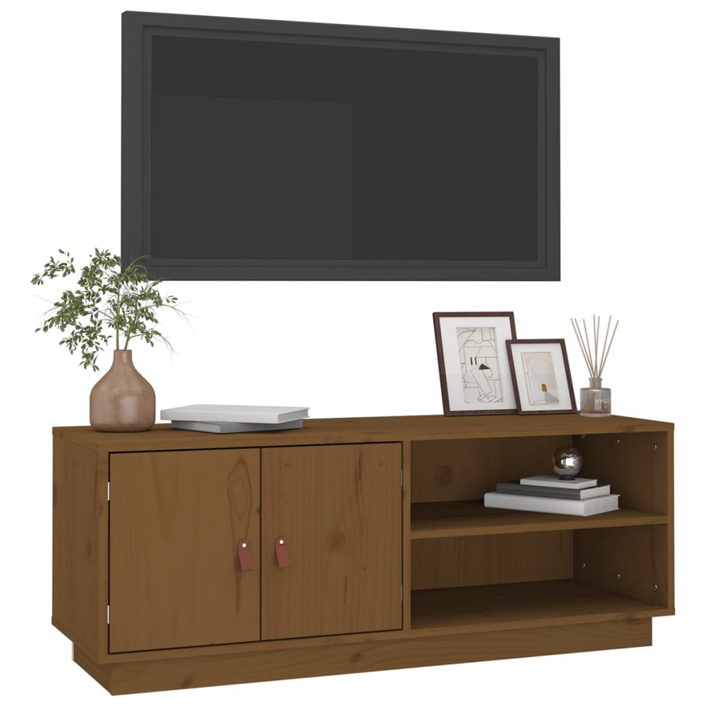 TV-taso hunajanruskea 105x34x40 cm täysi mänty - Sisustajankoti.fi