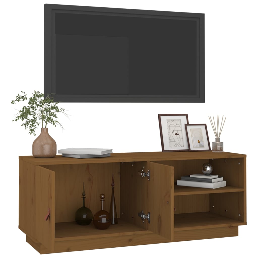 TV-taso hunajanruskea 105x34x40 cm täysi mänty - Sisustajankoti.fi