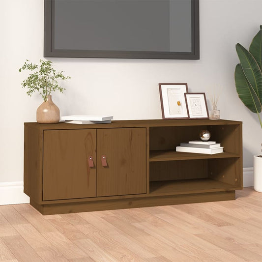 TV-taso hunajanruskea 105x34x40 cm täysi mänty - Sisustajankoti.fi