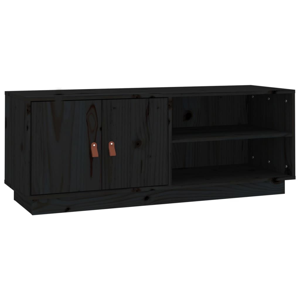 TV-taso musta 105x34x40 cm täysi mänty - Sisustajankoti.fi