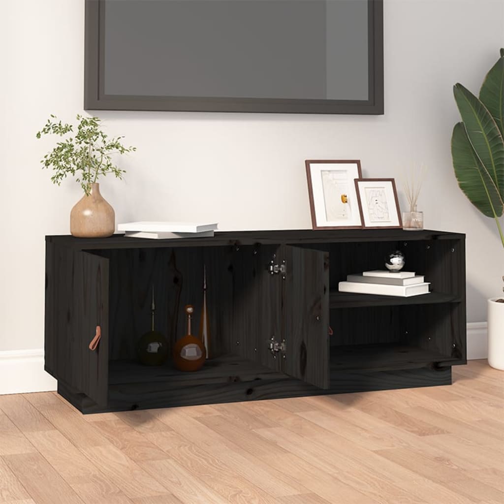 TV-taso musta 105x34x40 cm täysi mänty - Sisustajankoti.fi