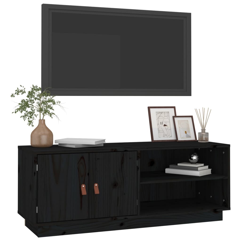 TV-taso musta 105x34x40 cm täysi mänty - Sisustajankoti.fi
