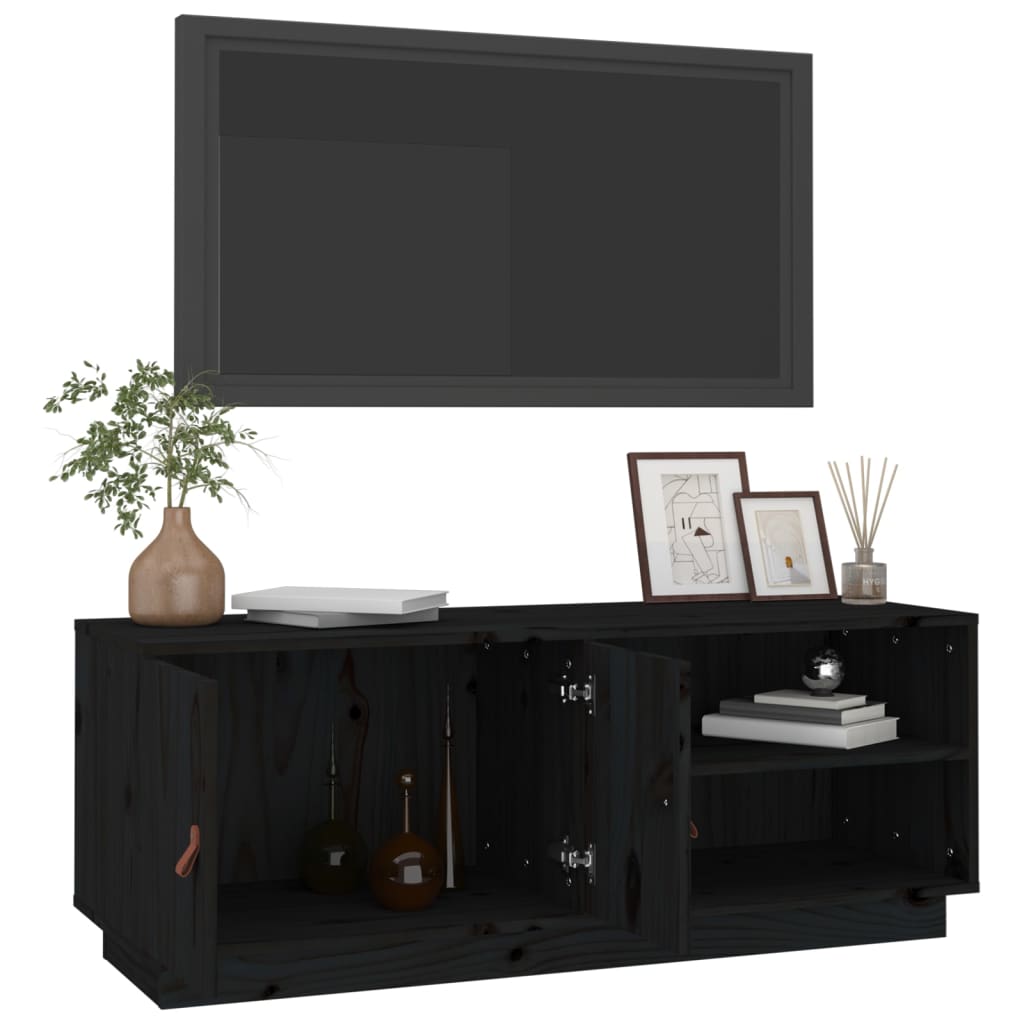 TV-taso musta 105x34x40 cm täysi mänty - Sisustajankoti.fi