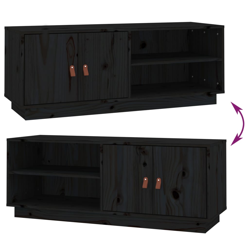 TV-taso musta 105x34x40 cm täysi mänty - Sisustajankoti.fi
