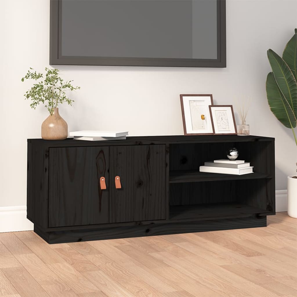 TV-taso musta 105x34x40 cm täysi mänty - Sisustajankoti.fi