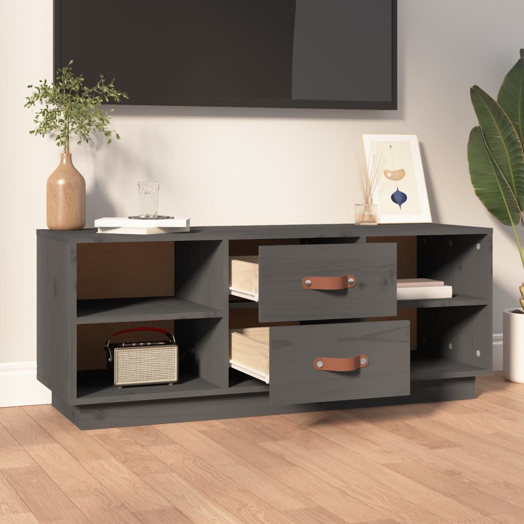 TV-taso harmaa 100x34x40 cm täysi mänty - Sisustajankoti.fi