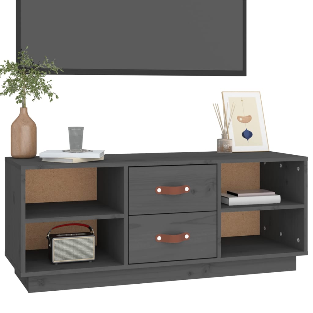 TV-taso harmaa 100x34x40 cm täysi mänty - Sisustajankoti.fi