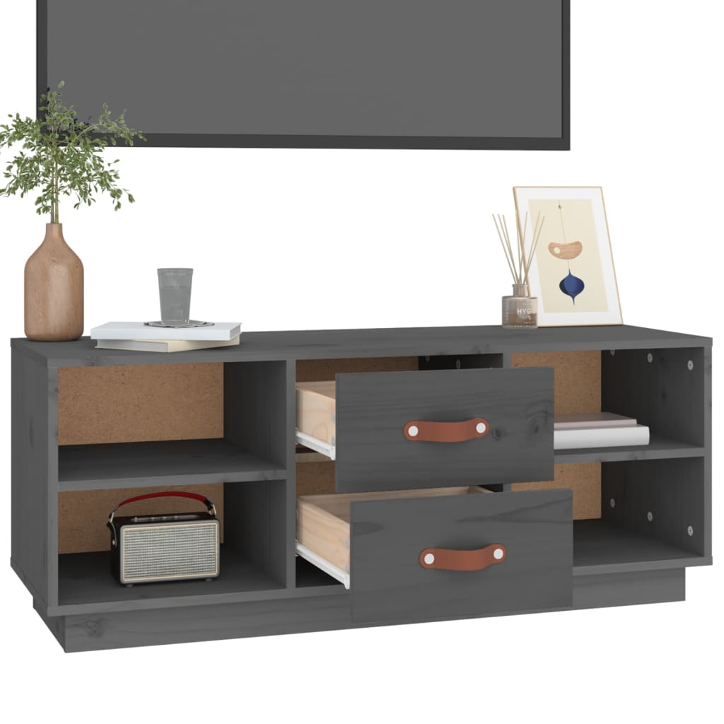 TV-taso harmaa 100x34x40 cm täysi mänty - Sisustajankoti.fi