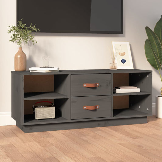 TV-taso harmaa 100x34x40 cm täysi mänty - Sisustajankoti.fi