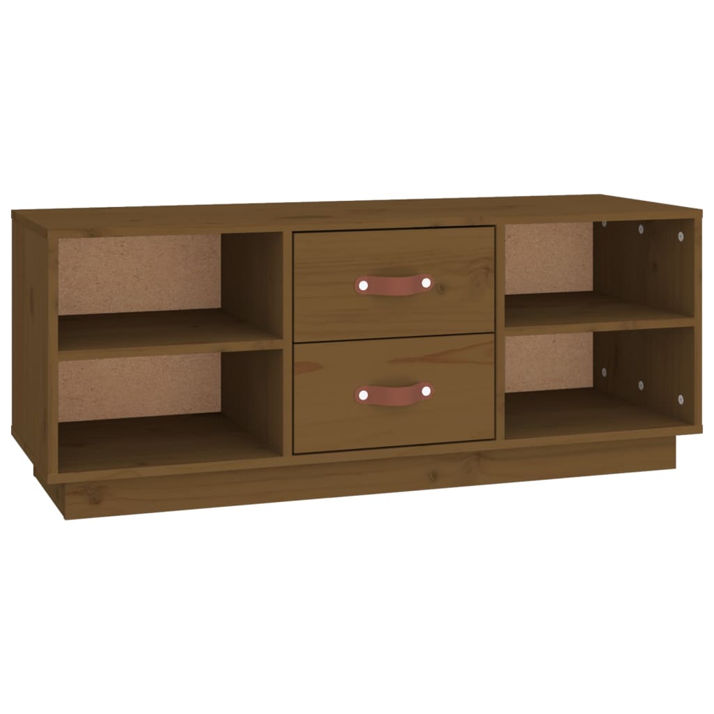 TV-taso hunajanruskea 100x34x40 cm täysi mänty - Sisustajankoti.fi