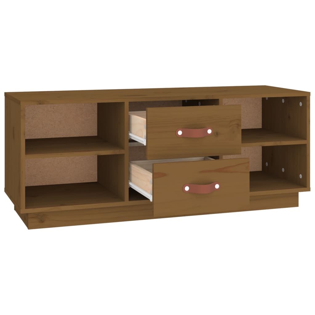 TV-taso hunajanruskea 100x34x40 cm täysi mänty - Sisustajankoti.fi