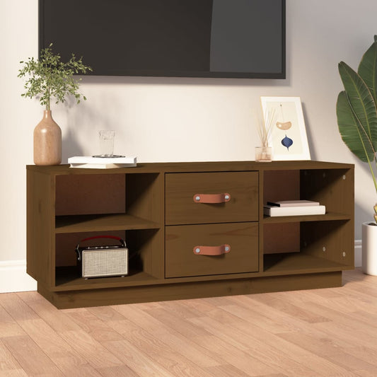 TV-taso hunajanruskea 100x34x40 cm täysi mänty - Sisustajankoti.fi