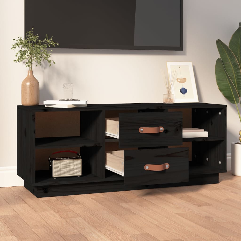 TV-taso musta 100x34x40 cm täysi mänty - Sisustajankoti.fi