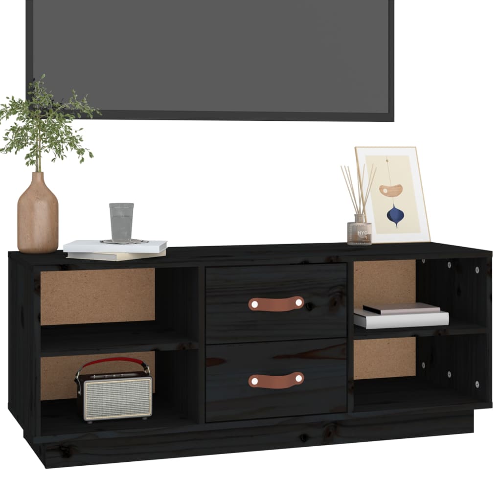 TV-taso musta 100x34x40 cm täysi mänty - Sisustajankoti.fi
