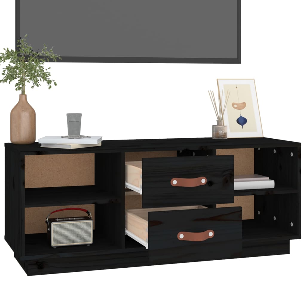 TV-taso musta 100x34x40 cm täysi mänty - Sisustajankoti.fi