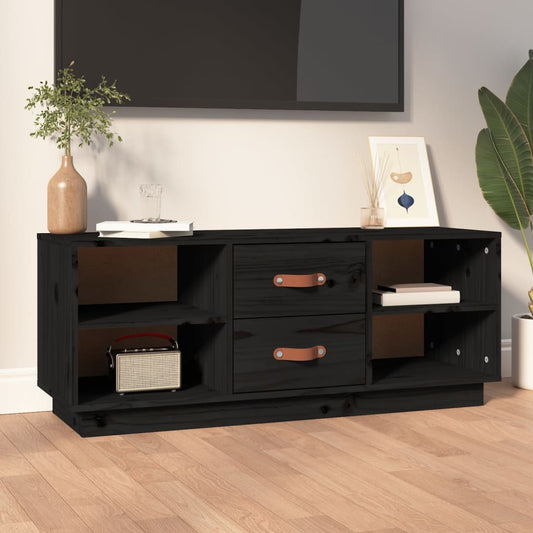 TV-taso musta 100x34x40 cm täysi mänty - Sisustajankoti.fi