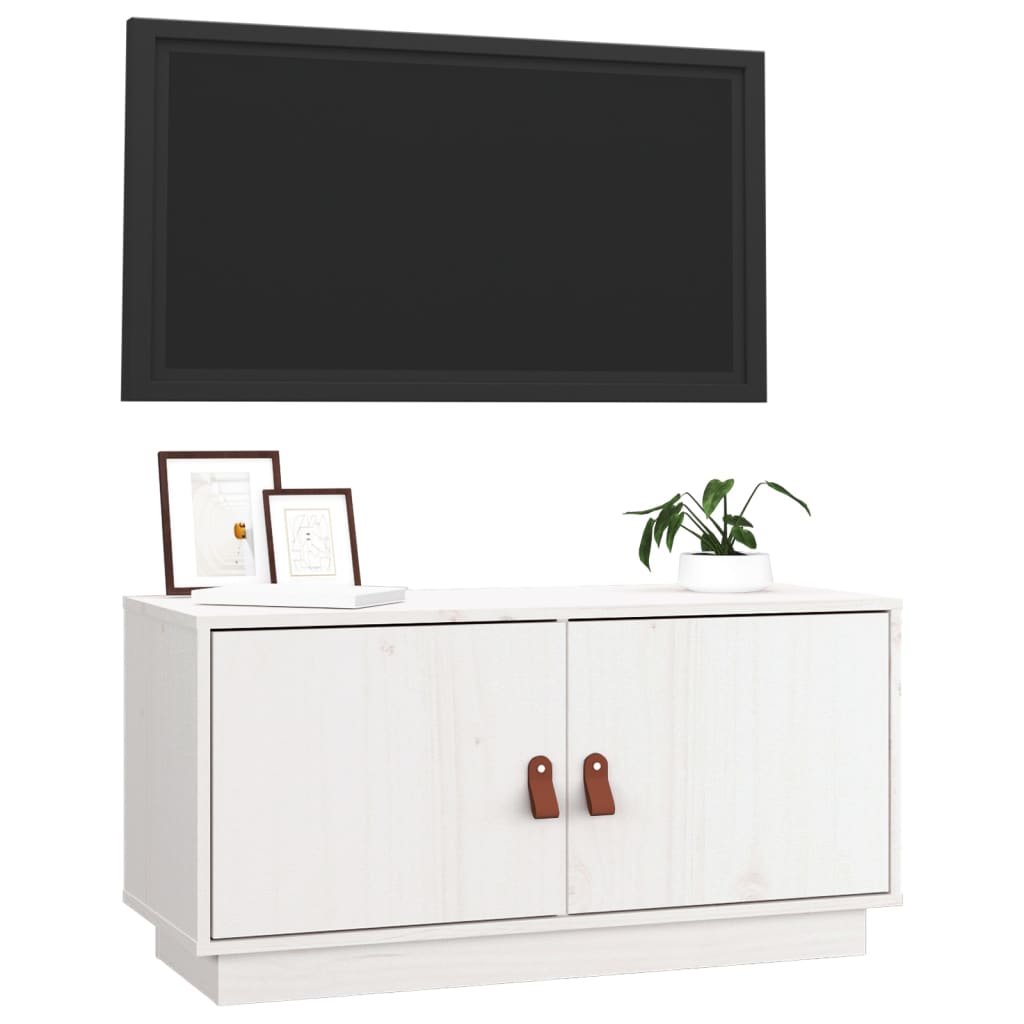 TV-taso valkoinen 80x34x40 cm täysi mänty - Sisustajankoti.fi