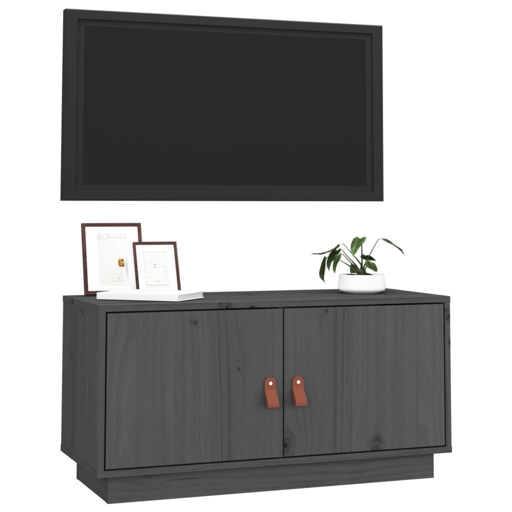 TV-taso harmaa 80x34x40 cm täysi mänty - Sisustajankoti.fi