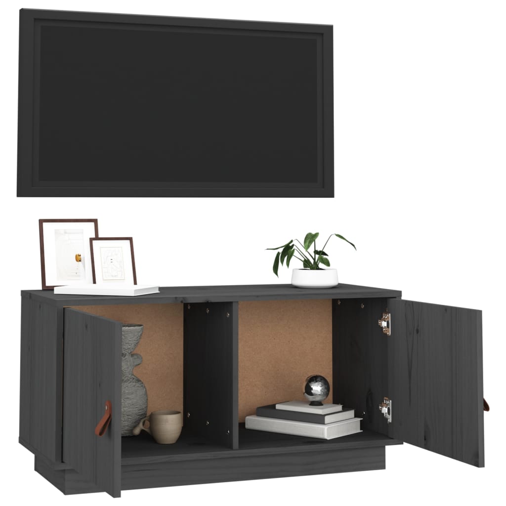 TV-taso harmaa 80x34x40 cm täysi mänty - Sisustajankoti.fi