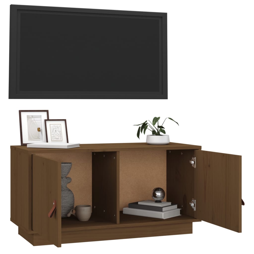 TV-taso hunajanruskea 80x34x40 cm täysi mänty - Sisustajankoti.fi