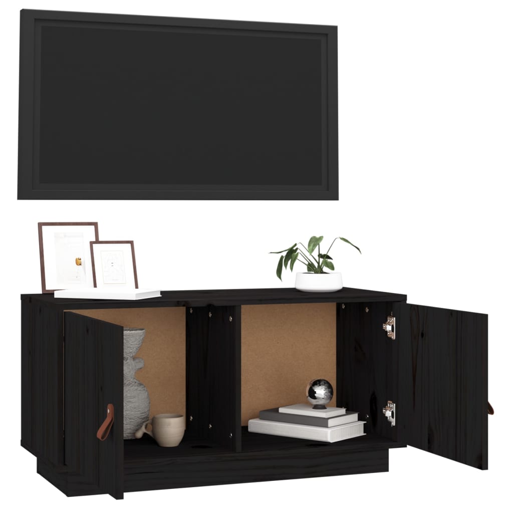 TV-taso musta 80x34x40 cm täysi mänty - Sisustajankoti.fi