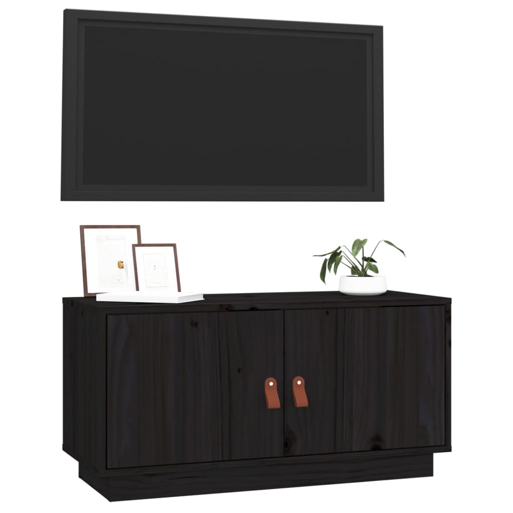 TV-taso musta 80x34x40 cm täysi mänty - Sisustajankoti.fi