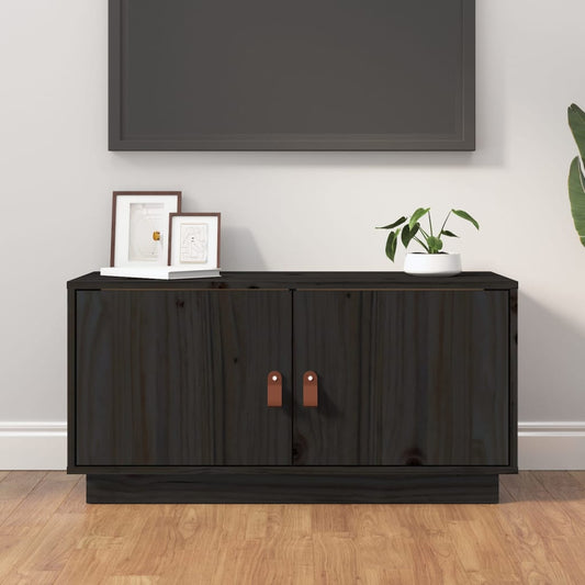 TV-taso musta 80x34x40 cm täysi mänty - Sisustajankoti.fi