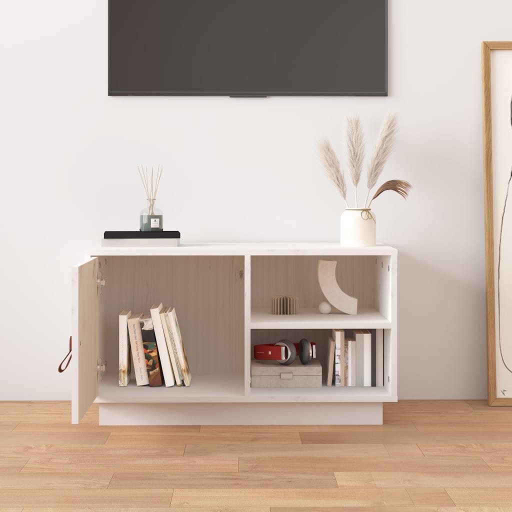 TV-taso valkoinen 70x34x40 cm täysi mänty - Sisustajankoti.fi