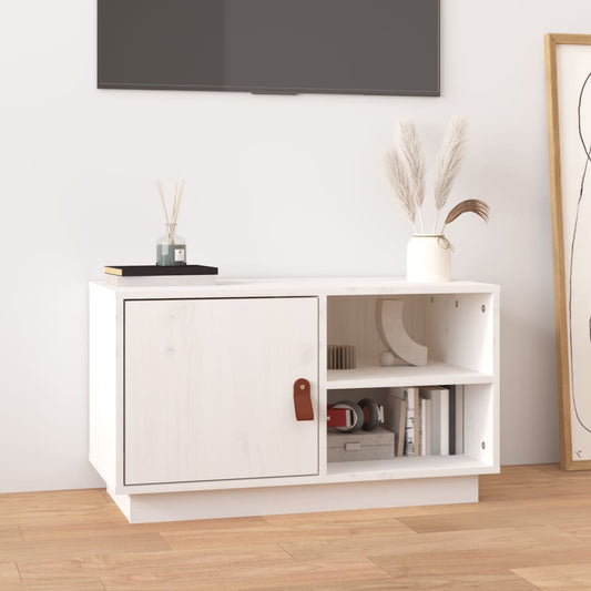 TV-taso valkoinen 70x34x40 cm täysi mänty - Sisustajankoti.fi