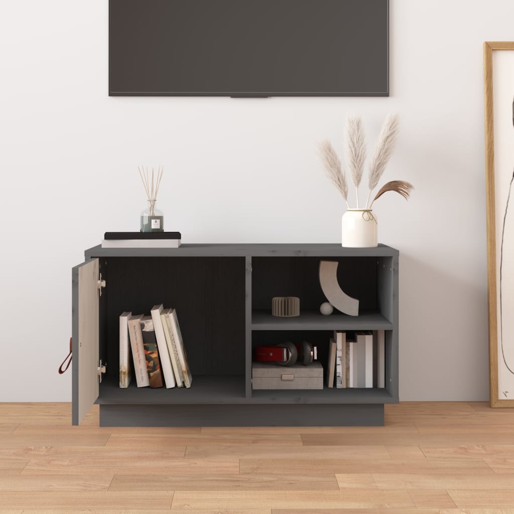 TV-taso harmaa 70x34x40 cm täysi mänty - Sisustajankoti.fi