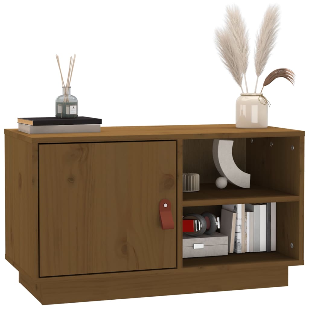 TV-taso hunajanruskea 70x34x40 cm täysi mänty - Sisustajankoti.fi