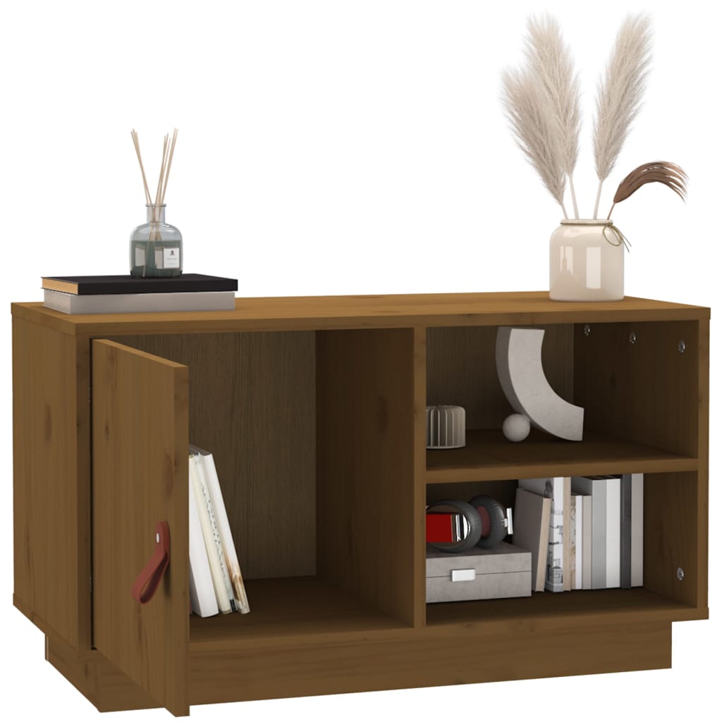TV-taso hunajanruskea 70x34x40 cm täysi mänty - Sisustajankoti.fi
