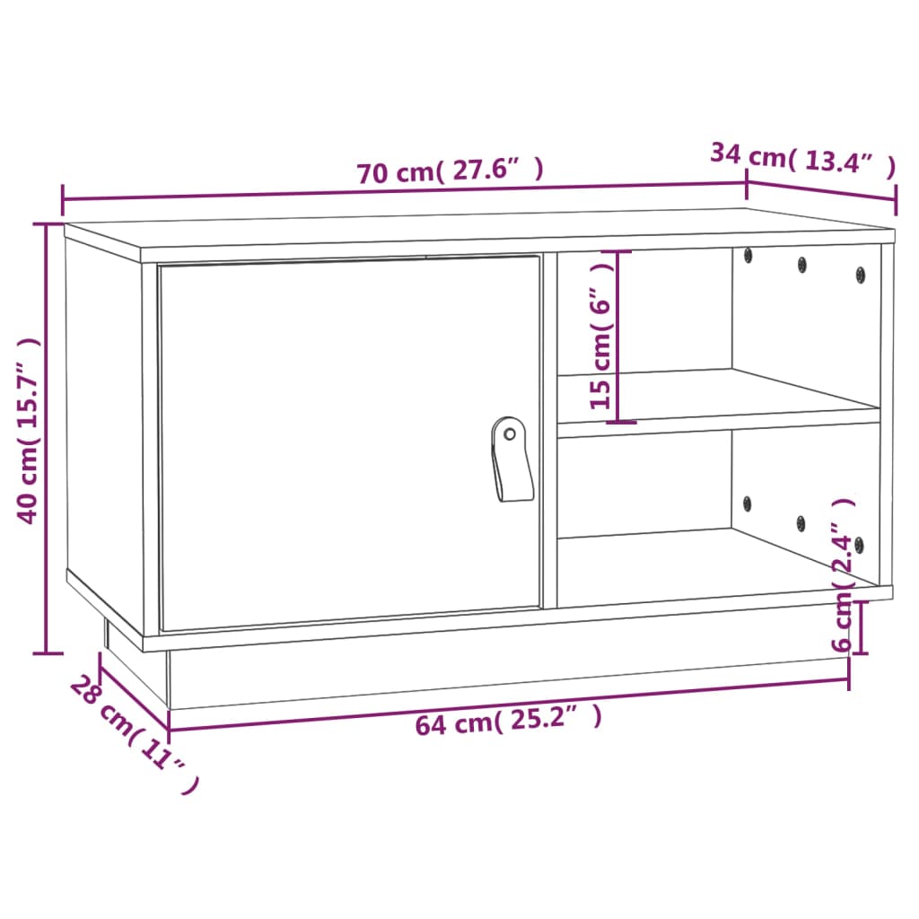 TV-taso hunajanruskea 70x34x40 cm täysi mänty - Sisustajankoti.fi