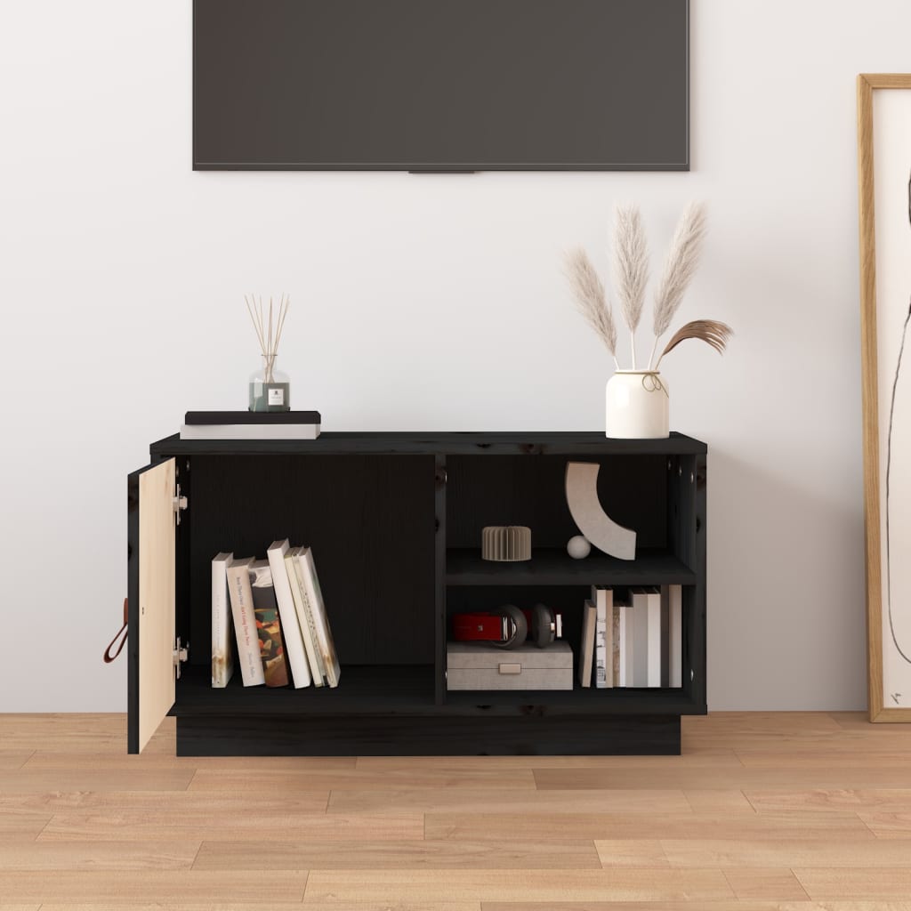 TV-taso musta 70x34x40 cm täysi mänty - Sisustajankoti.fi