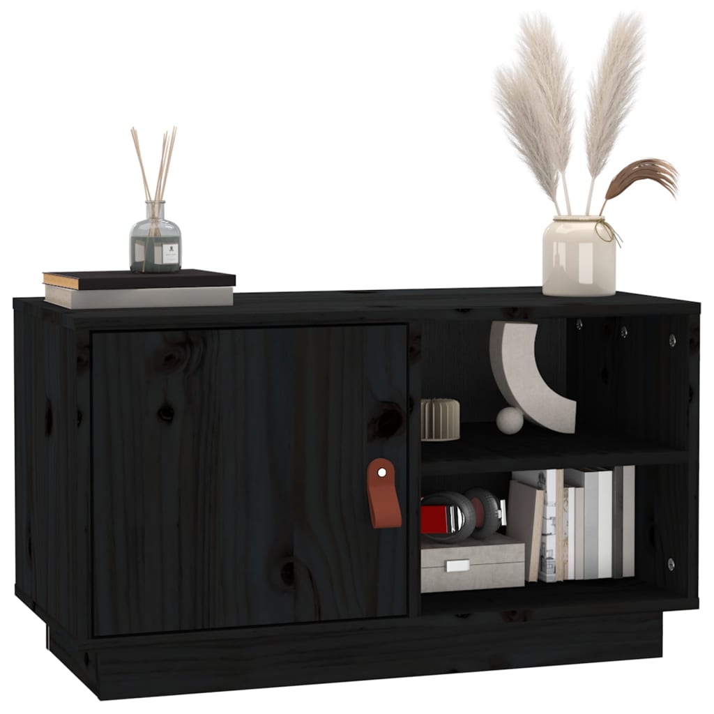 TV-taso musta 70x34x40 cm täysi mänty - Sisustajankoti.fi