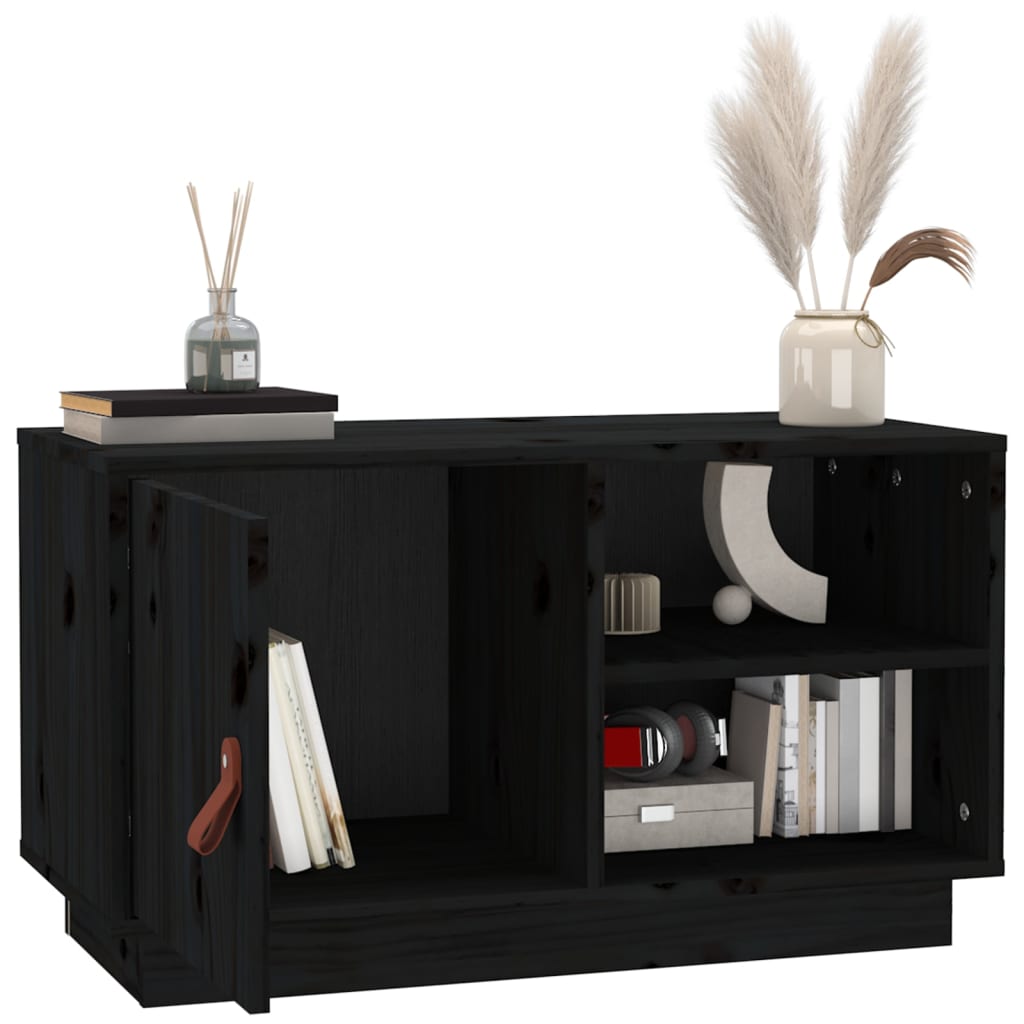 TV-taso musta 70x34x40 cm täysi mänty - Sisustajankoti.fi