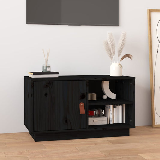 TV-taso musta 70x34x40 cm täysi mänty - Sisustajankoti.fi
