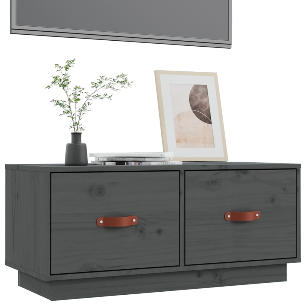 TV-taso harmaa 80x34x35 cm täysi mänty - Sisustajankoti.fi