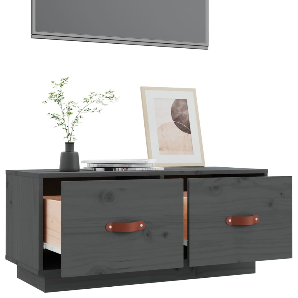 TV-taso harmaa 80x34x35 cm täysi mänty - Sisustajankoti.fi