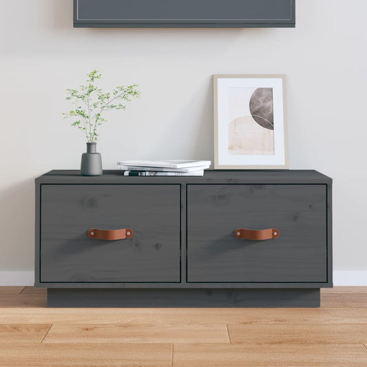 TV-taso harmaa 80x34x35 cm täysi mänty - Sisustajankoti.fi