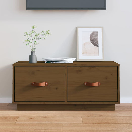 TV-taso hunajanruskea 80x34x35 cm täysi mänty - Sisustajankoti.fi
