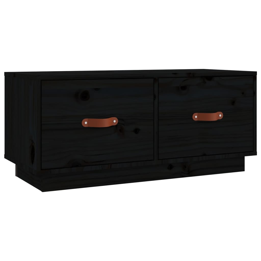 TV-taso musta 80x34x35 cm täysi mänty - Sisustajankoti.fi