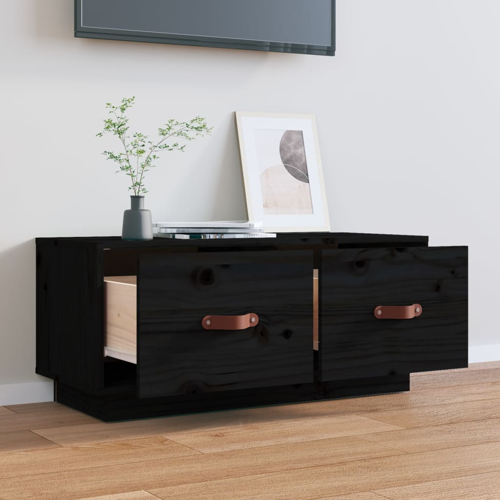 TV-taso musta 80x34x35 cm täysi mänty - Sisustajankoti.fi