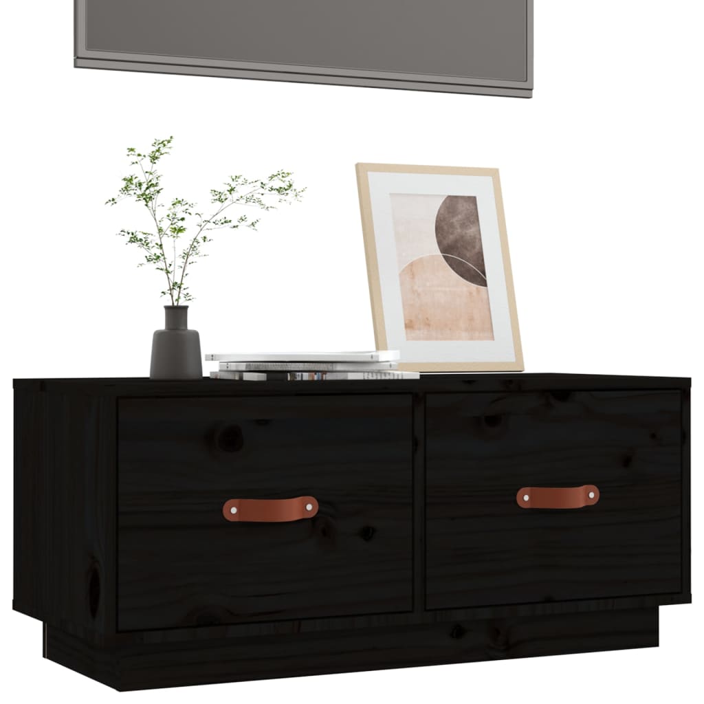 TV-taso musta 80x34x35 cm täysi mänty - Sisustajankoti.fi