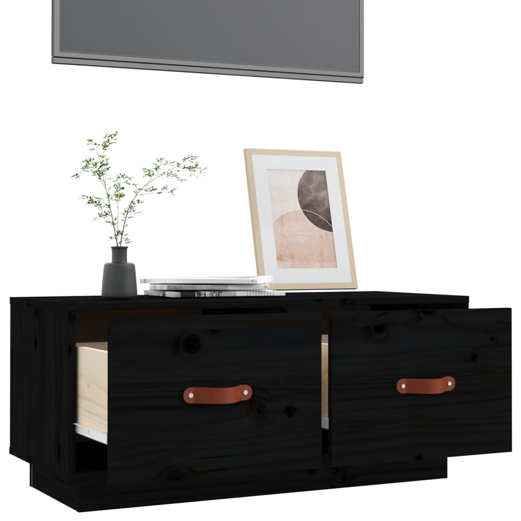 TV-taso musta 80x34x35 cm täysi mänty - Sisustajankoti.fi